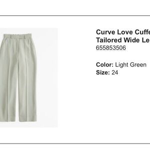 NWT Abercrombie Light Green Tailored Wide Leg Pants